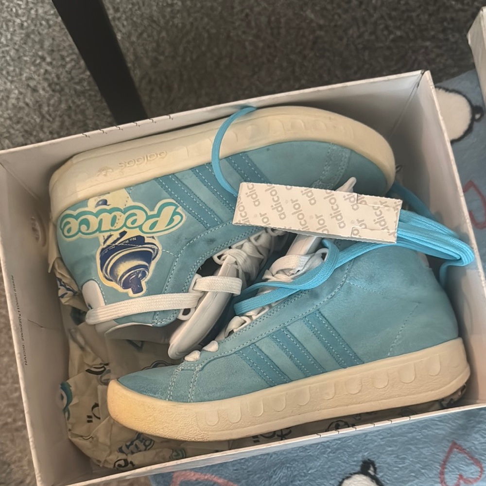 Adidas Kids Light Blue Sneakers with White Accents